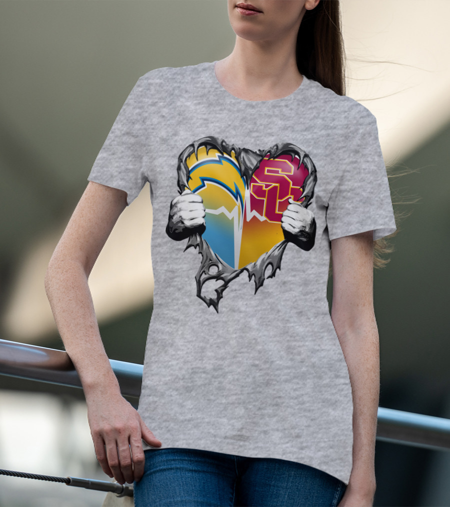 Chargers Usc Heart Logo Split T-Shirt