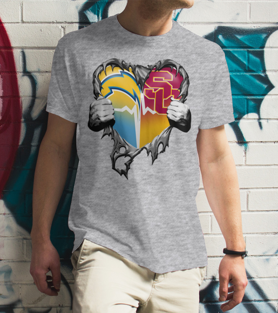 Chargers Usc Heart Logo Split T-Shirt