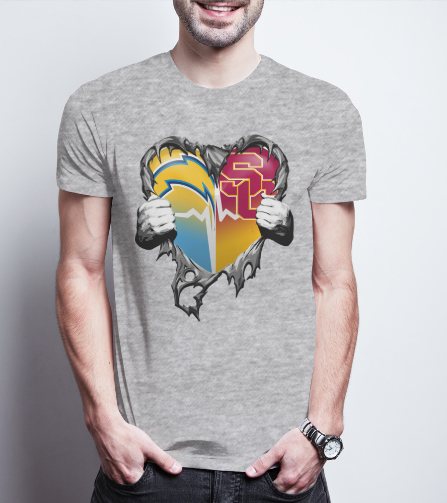 Chargers Usc Heart Logo Split T-Shirt