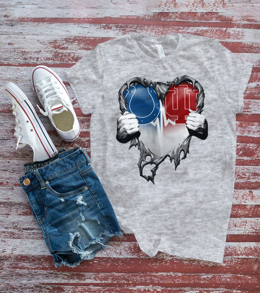 Colts Indiana Hoosiers Heart Torn Open T-Shirt