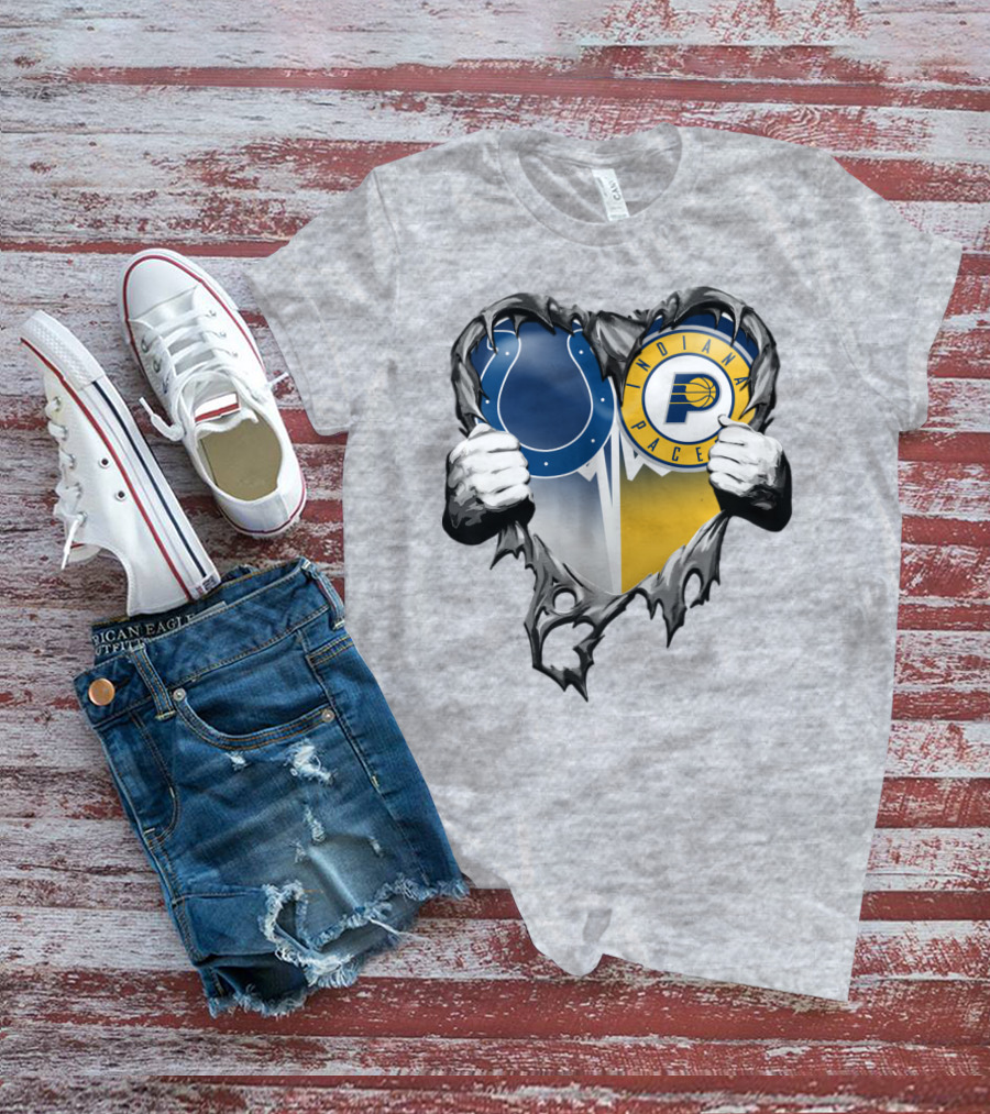 Indianapolis Colts Indiana Pacers Heart Rip T-Shirt