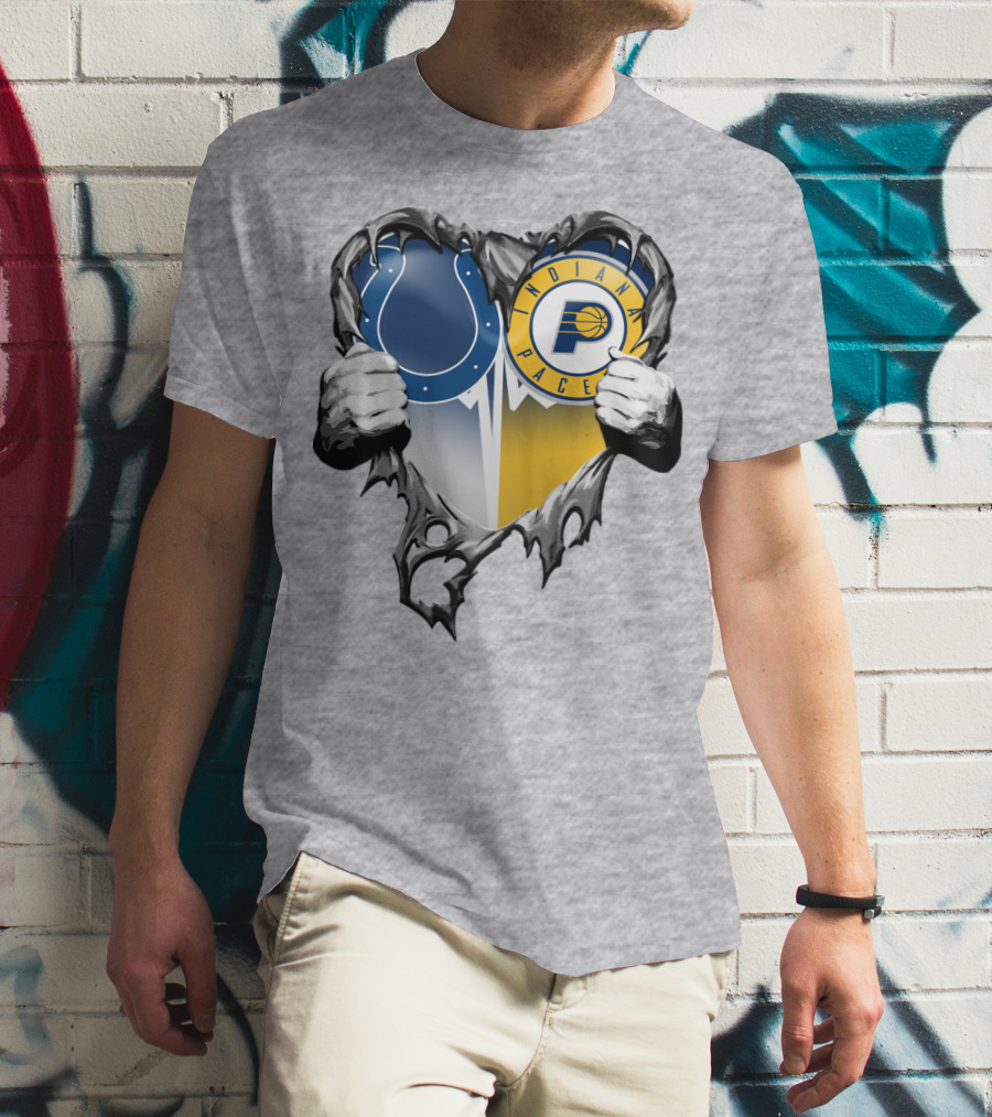 Indianapolis Colts Indiana Pacers Heart Rip T-Shirt