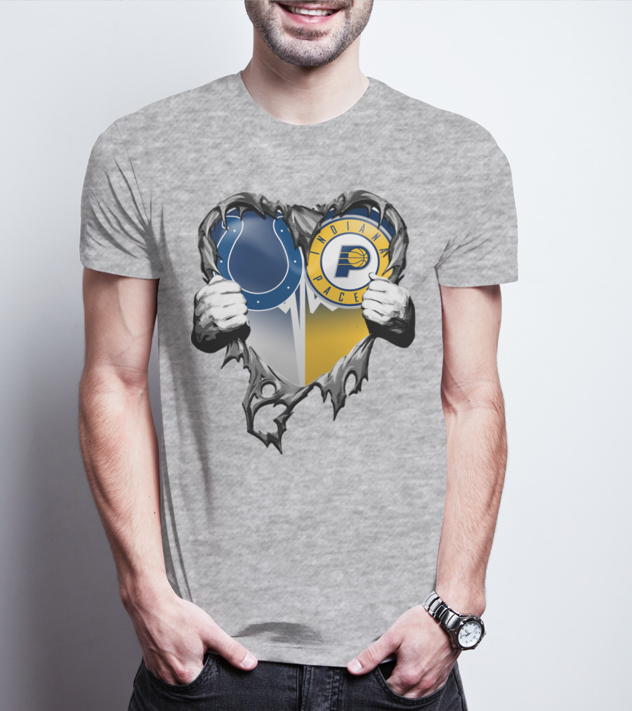 Indianapolis Colts Indiana Pacers Heart Rip T-Shirt