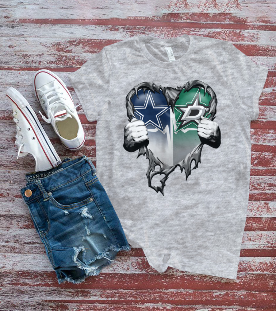 Dallas Cowboys Star Dallas Stars Logo Heart Hands Xatt044 T-Shirt