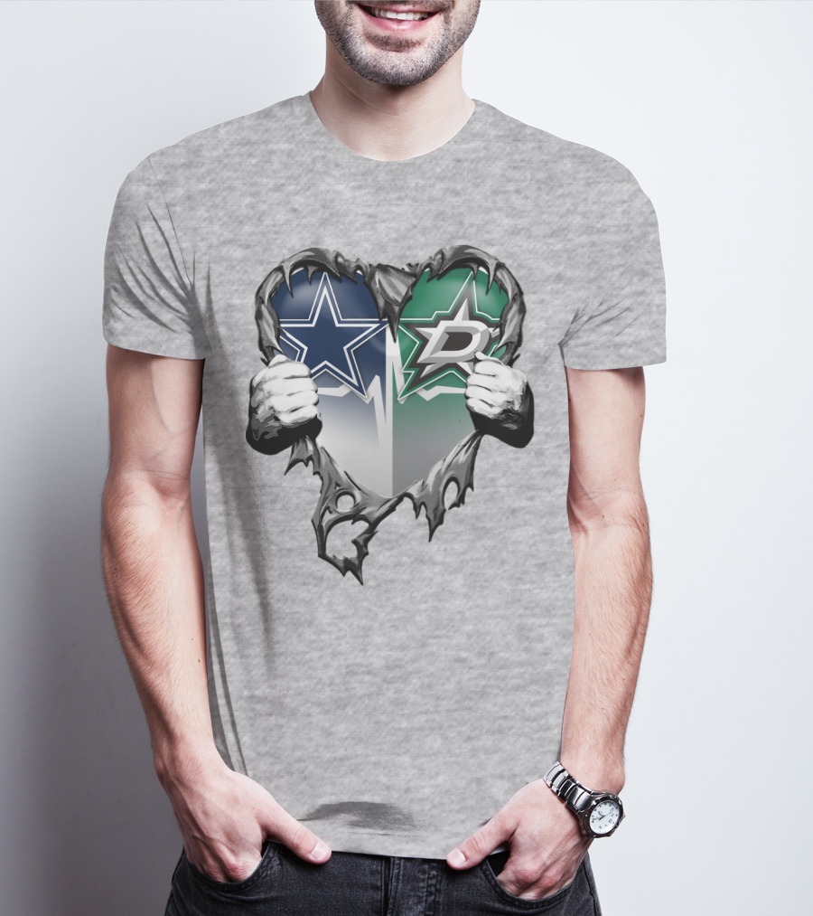 Dallas Cowboys Star Dallas Stars Logo Heart Hands Xatt044 T-Shirt