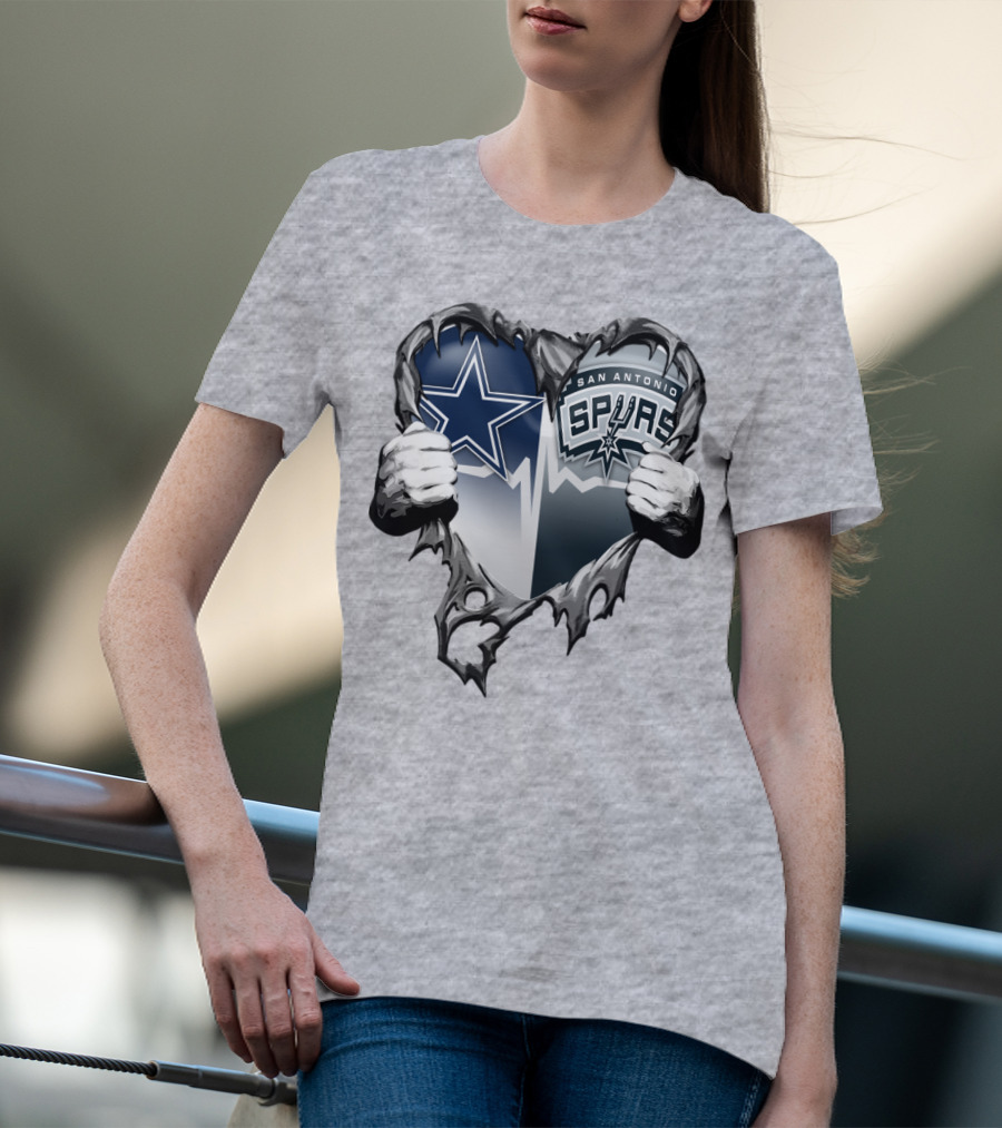Dallas Cowboys San Antonio Spurs Heart T-Shirt