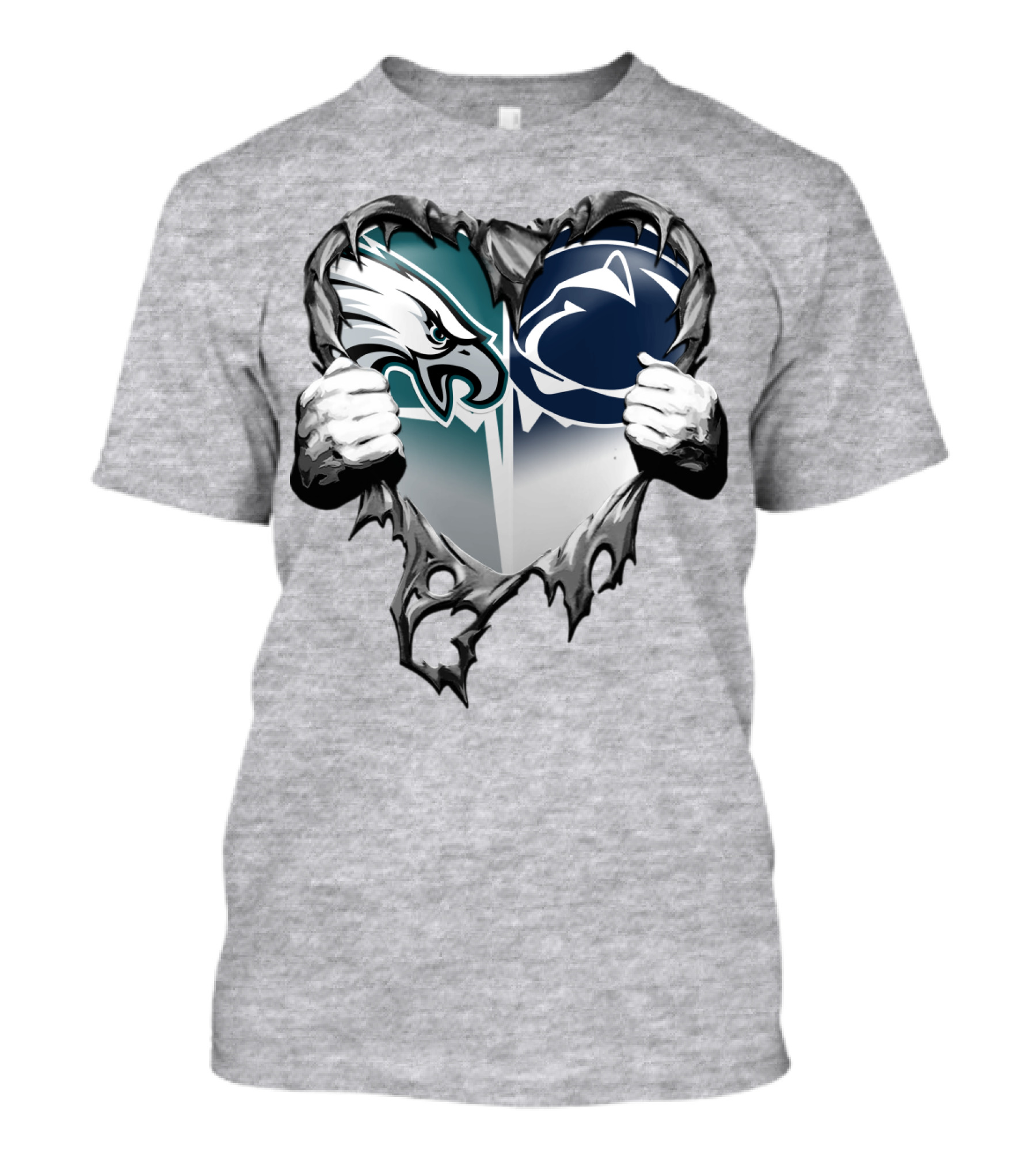 Philadelphia Eagles And Penn State Nittany Lions Heart Logo Rip Xatt053 T-Shirt