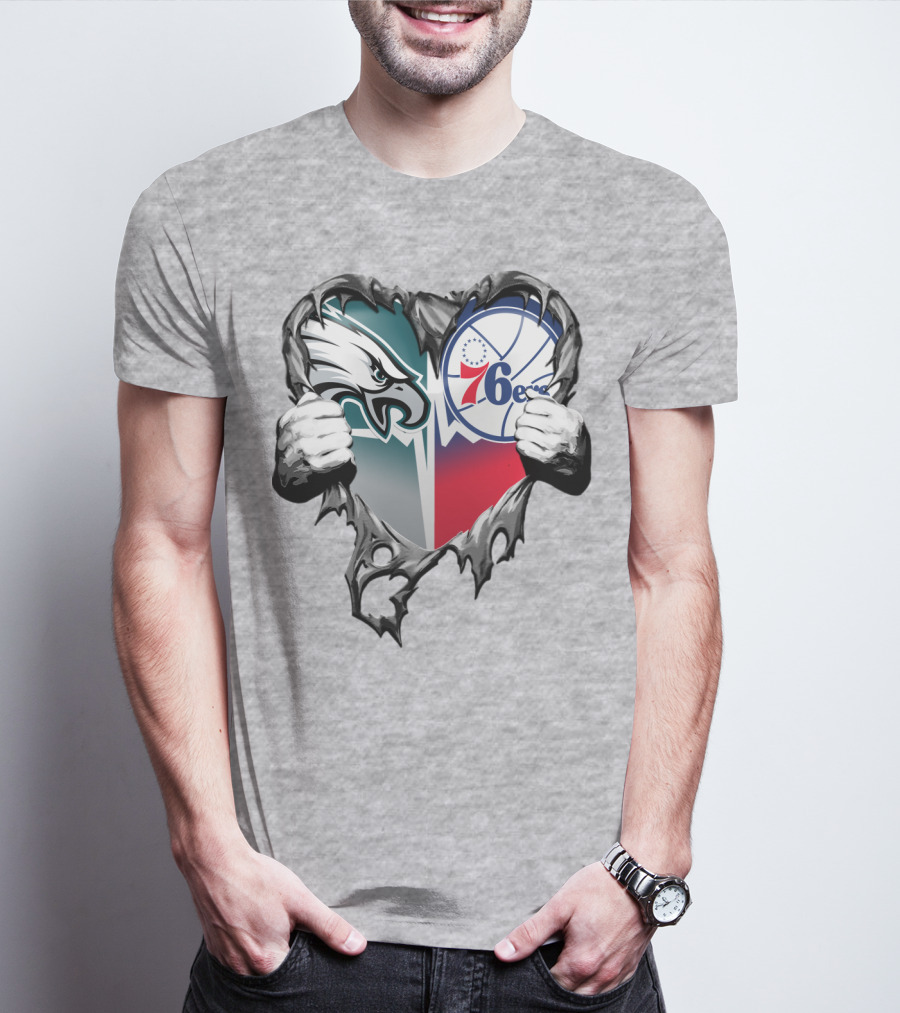 Philadelphia Eagles And 76ers Heart T-Shirt