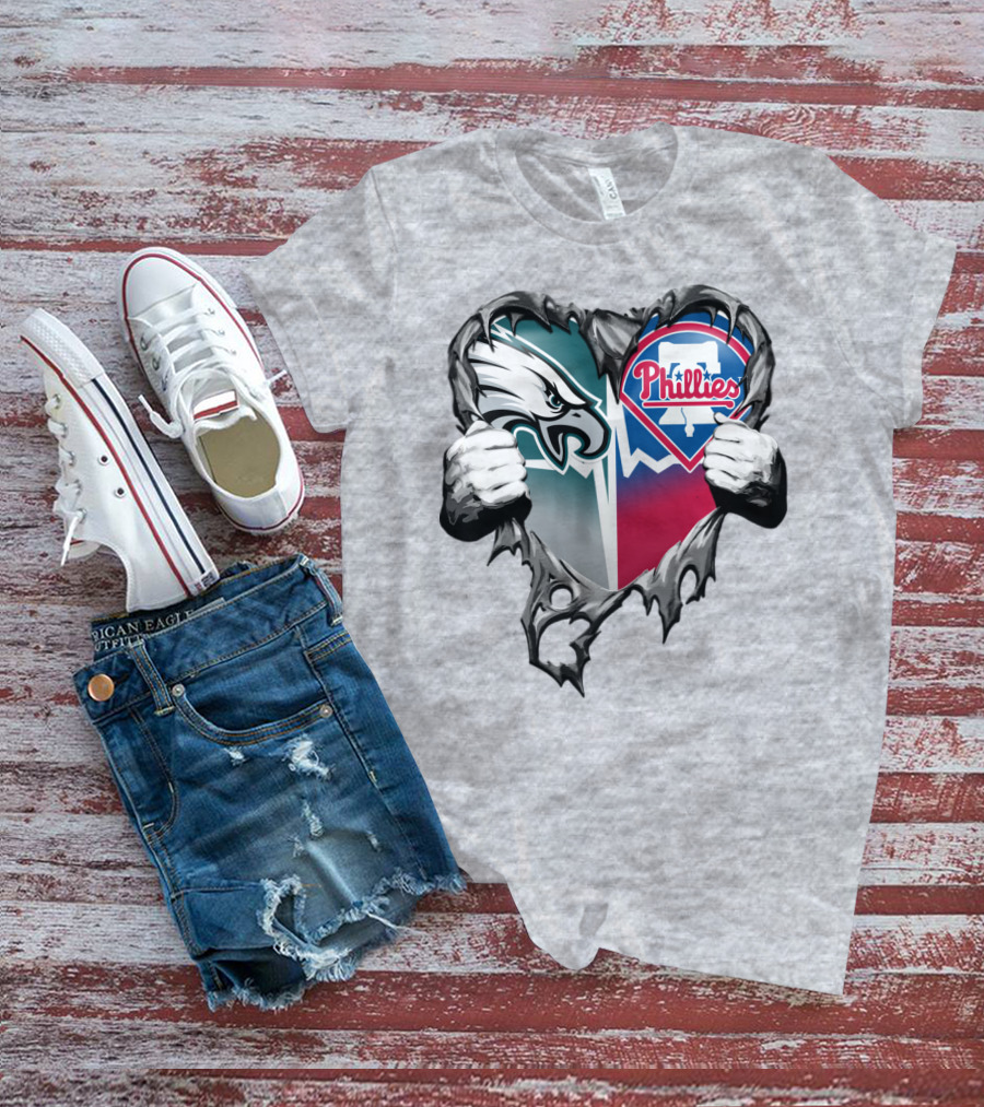Eagles Phillies Heart Logo Blend T-Shirt