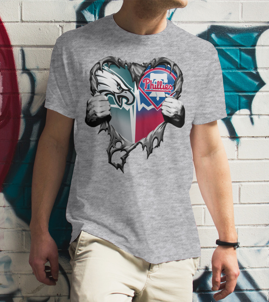 Eagles Phillies Heart Logo Blend T-Shirt