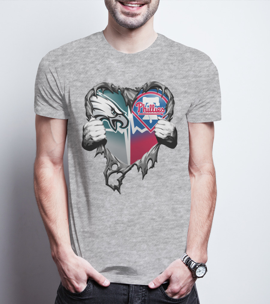 Eagles Phillies Heart Logo Blend T-Shirt