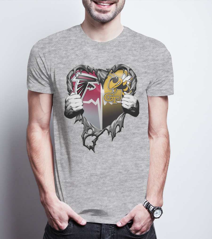 Falcons Georgia Tech Yellow Jackets Breaking Heart T-Shirt