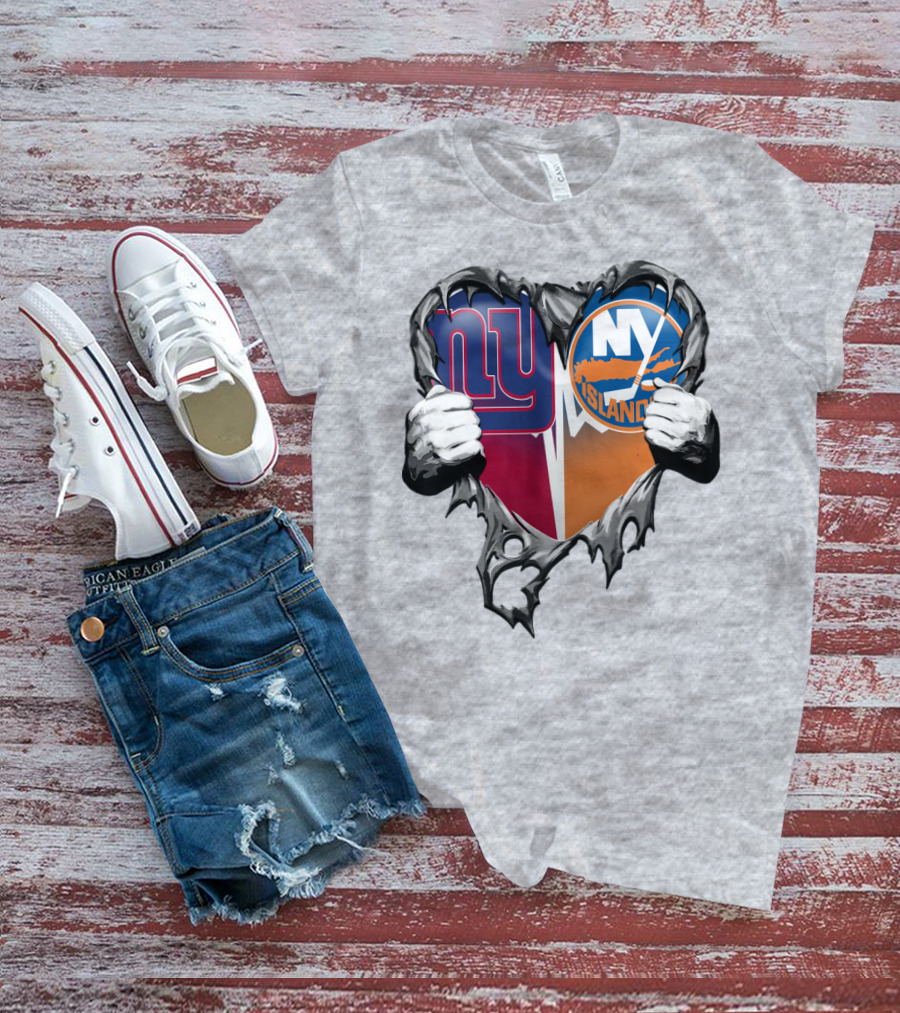 Ny Giants And Ny Islanders Heart T-Shirt