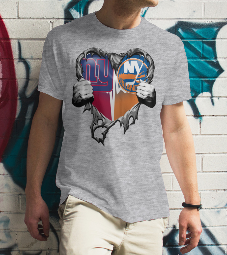 Ny Giants And Ny Islanders Heart T-Shirt