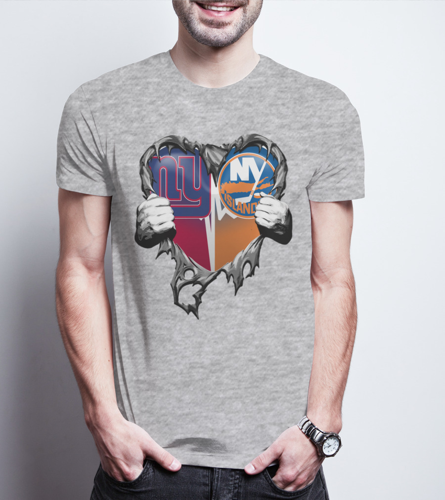 Ny Giants And Ny Islanders Heart T-Shirt