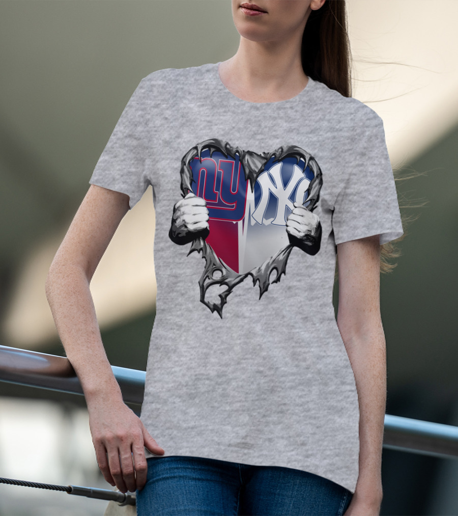 New York Giants Ny Yankees Heart T-Shirt