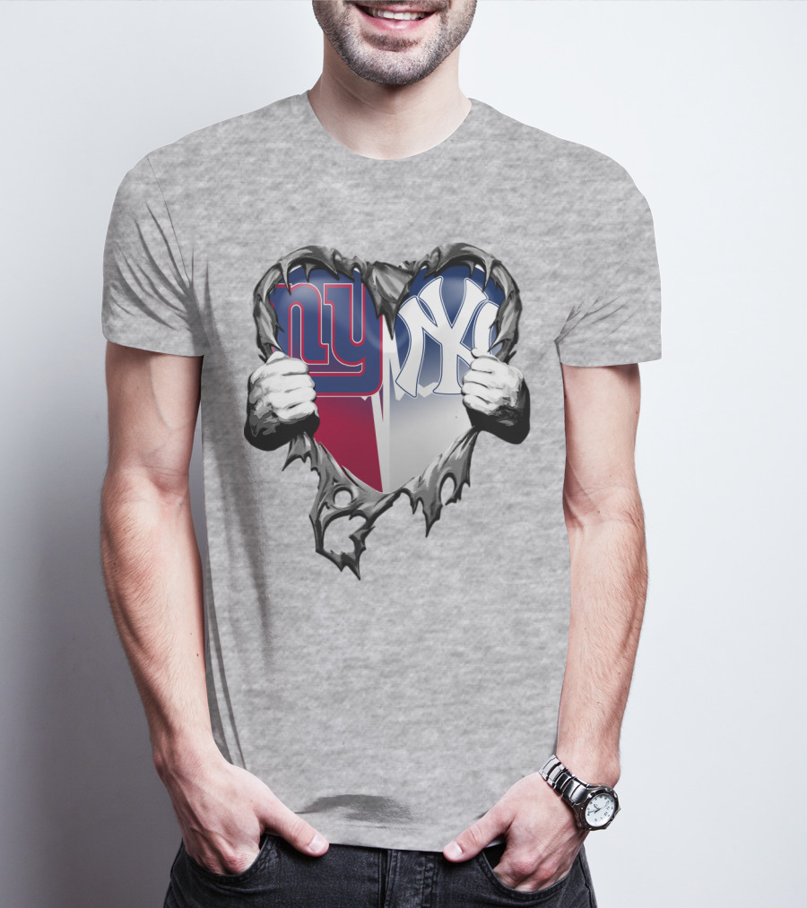 New York Giants Ny Yankees Heart T-Shirt