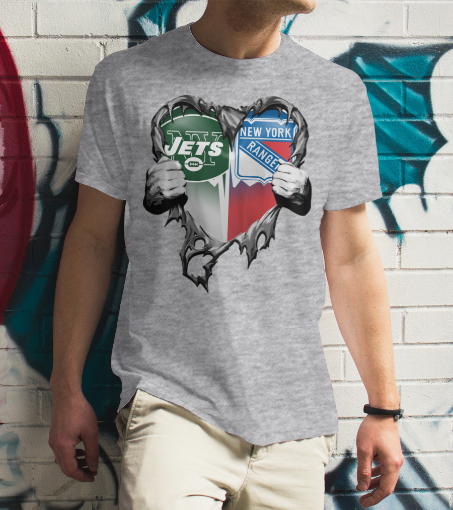 New York Jets Rangers Heart Split T-Shirt