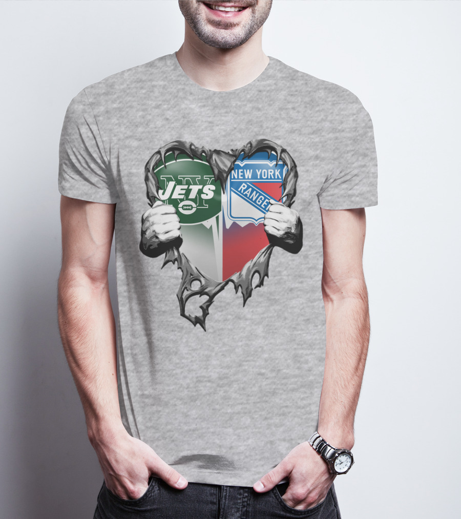 New York Jets Rangers Heart Split T-Shirt