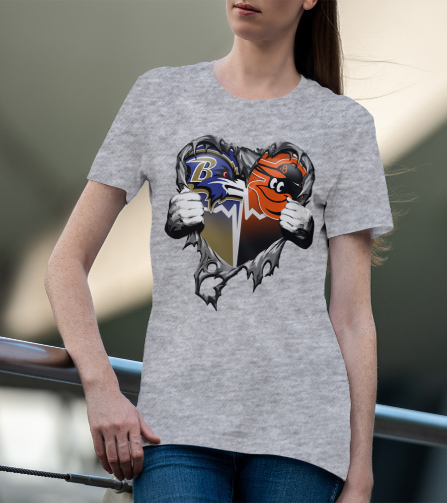 Baltimore Ravens Orioles Heart T-Shirt