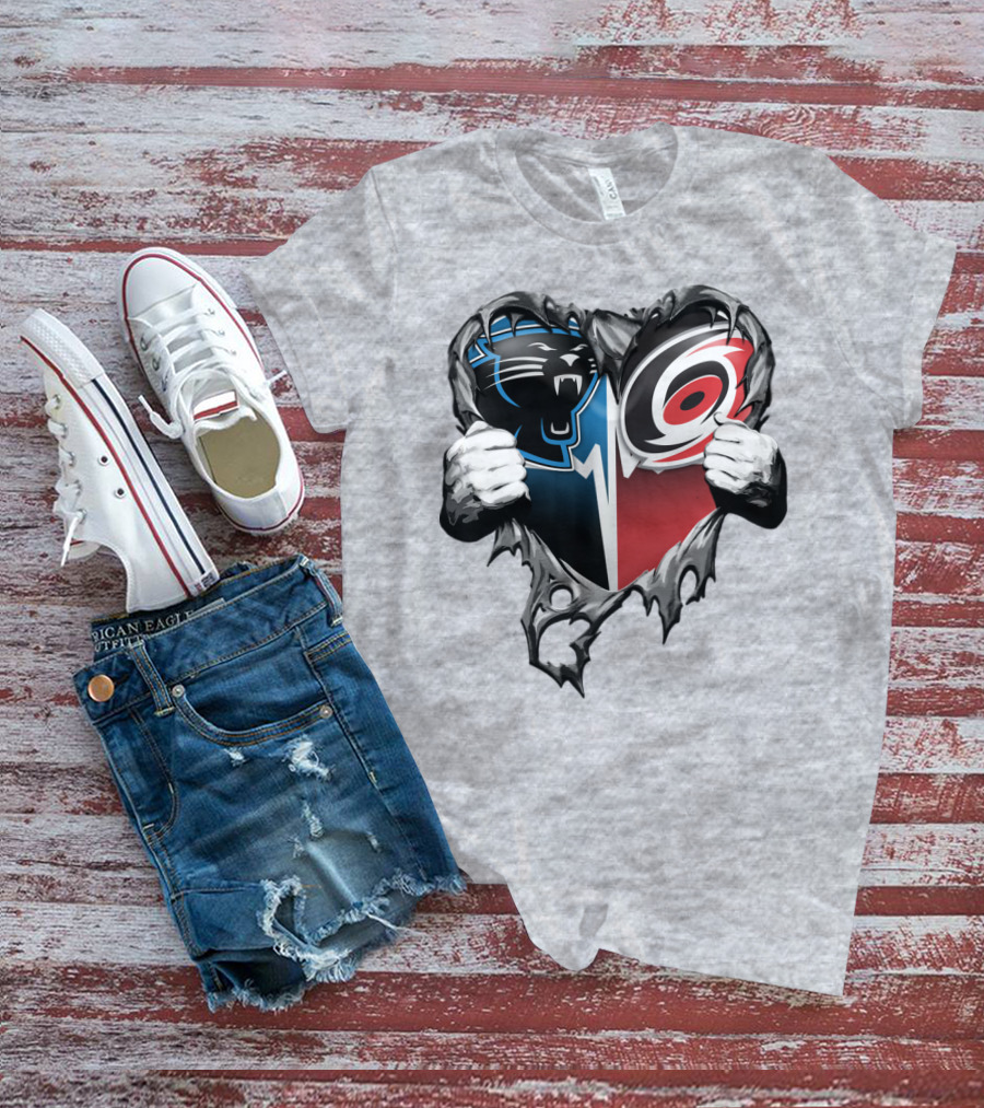 Carolina Panthers Hurricanes Heart T-Shirt