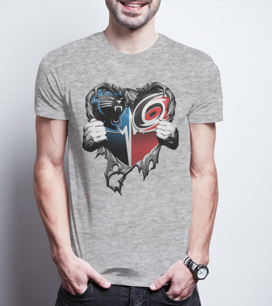 Carolina Panthers Hurricanes Heart T-Shirt