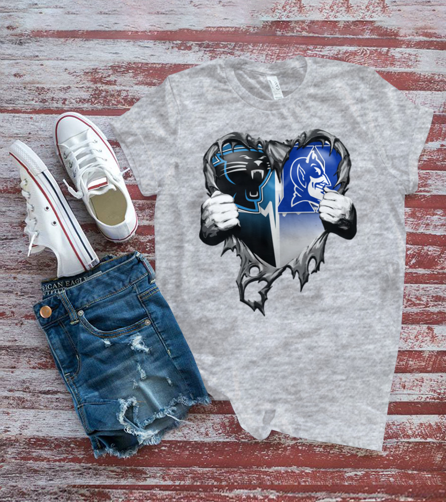 Carolina Panthers Duke Blue Devils Heart T-Shirt