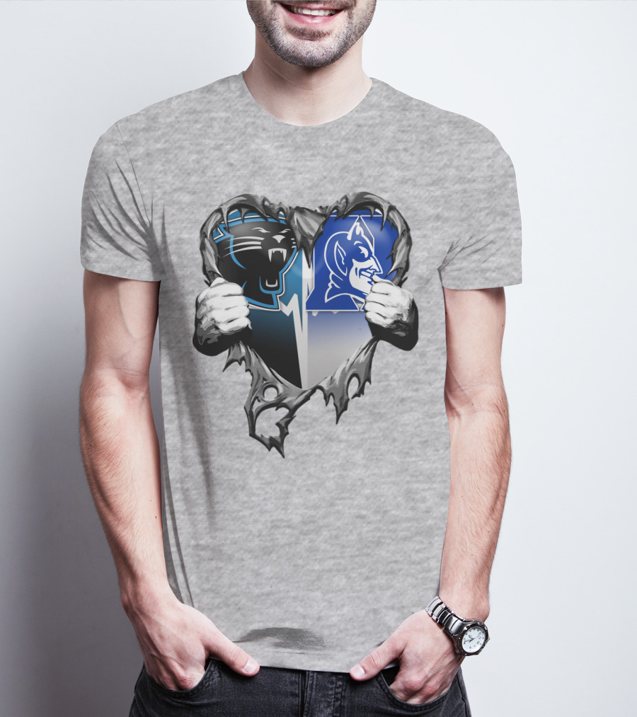 Carolina Panthers Duke Blue Devils Heart T-Shirt