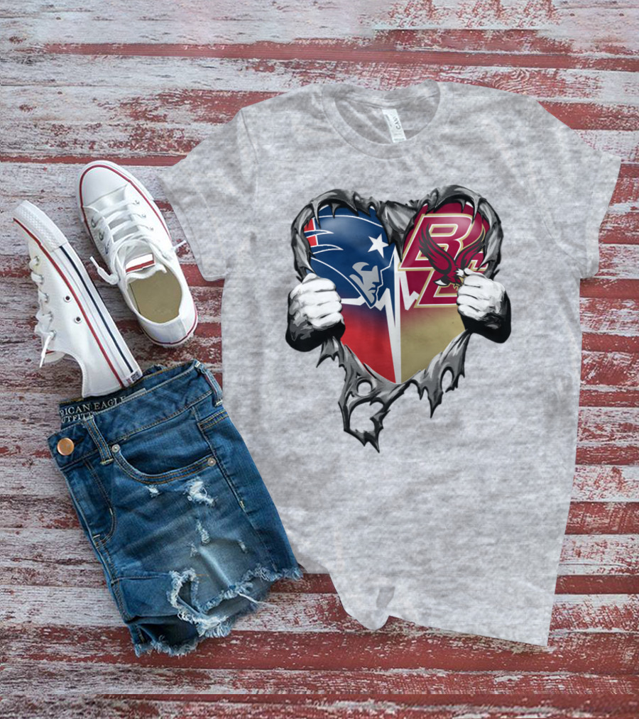 New England Patriots Boston College Eagles Heart T-Shirt