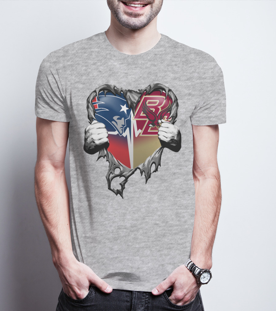New England Patriots Boston College Eagles Heart T-Shirt