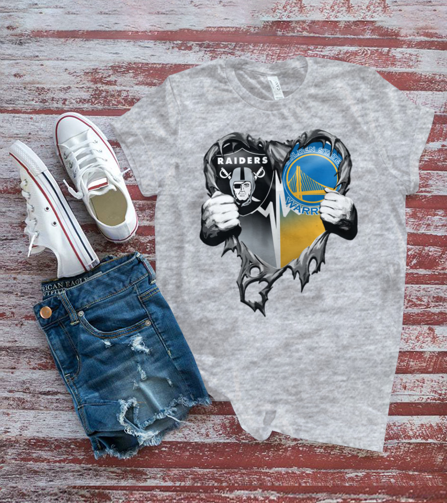 Raiders Golden State Warriors Heart Logo Xatt094 T-Shirt
