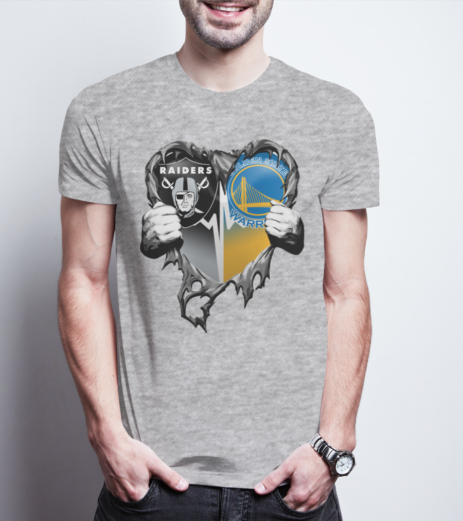 Raiders Golden State Warriors Heart Logo Xatt094 T-Shirt