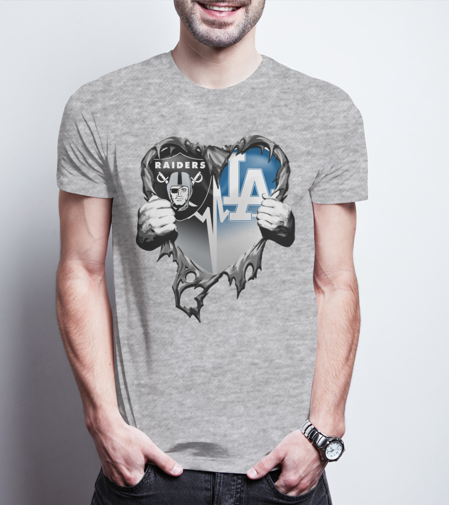 Raiders La Dodgers Heart Design Xatt095 T-Shirt