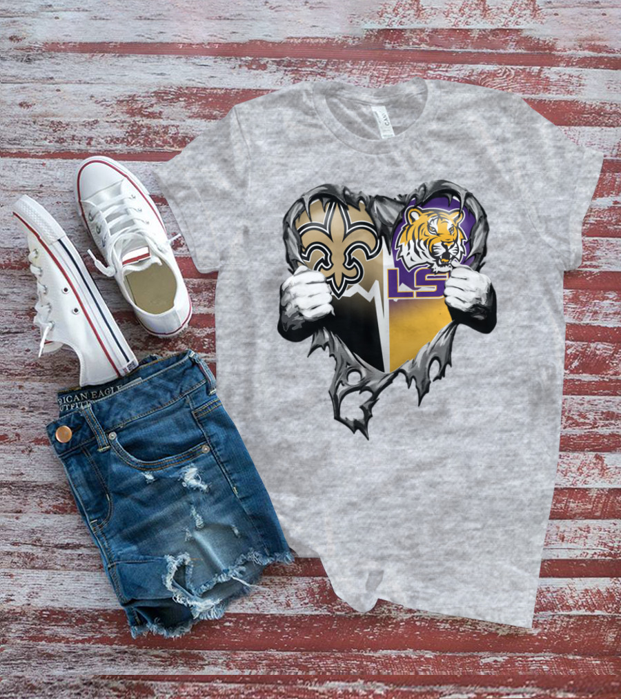 New Orleans Saints Lsu Tigers Heart T-Shirt