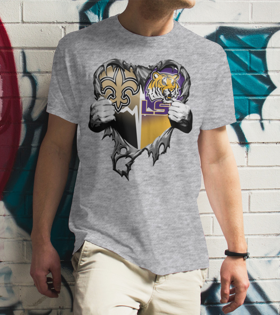 New Orleans Saints Lsu Tigers Heart T-Shirt