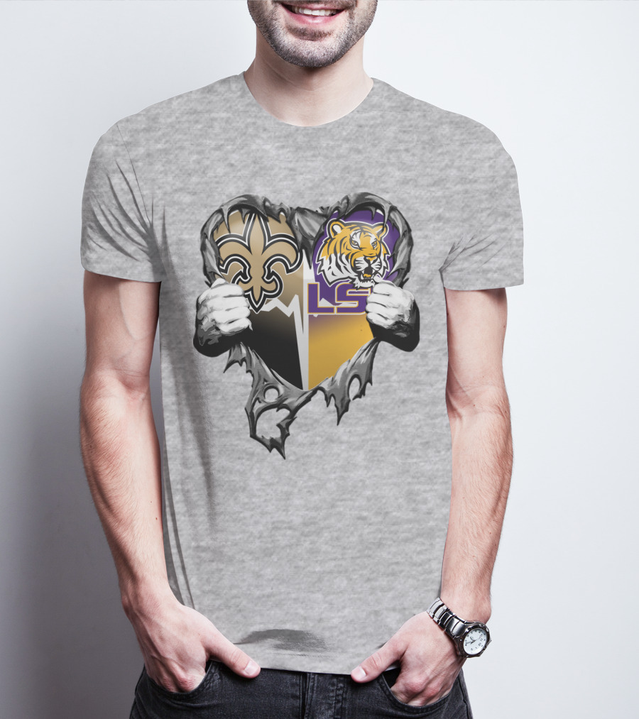 New Orleans Saints Lsu Tigers Heart T-Shirt