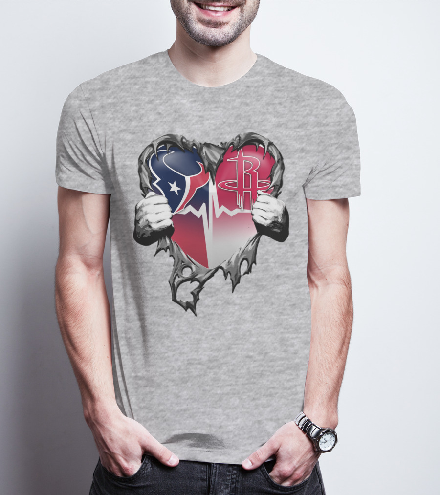 Texans Rockets Heartbeat Fusion Burst T-Shirt