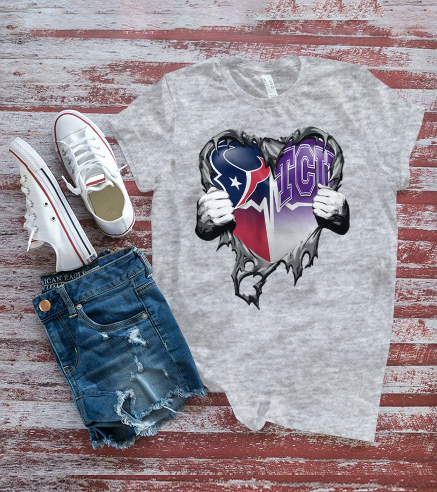 Houston Texans Tcu Horned Frogs Heart T-Shirt
