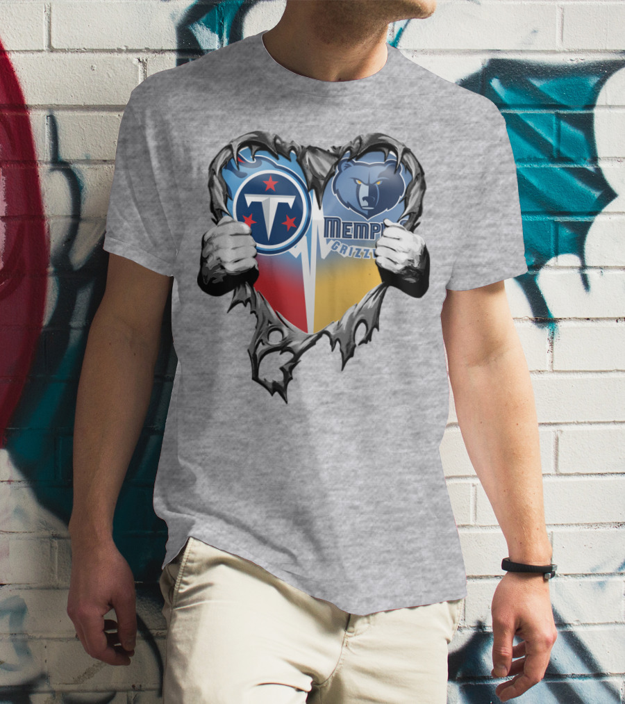 Titan Pride Grizzlies Heart Fusion T-Shirt