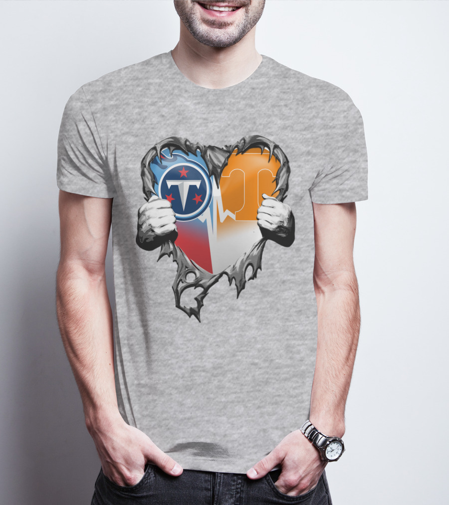 Tennessee Titans And Volunteers Heart T-Shirt
