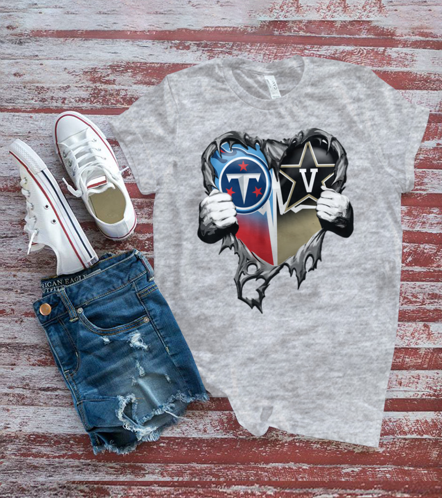 Tennessee Titans And Vanderbilt Commodores Heart T-Shirt
