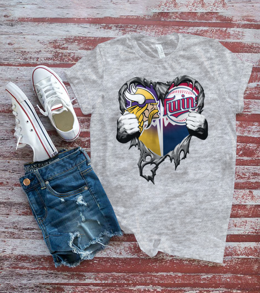 Vikings Twins Heart Logo Fusion T-Shirt