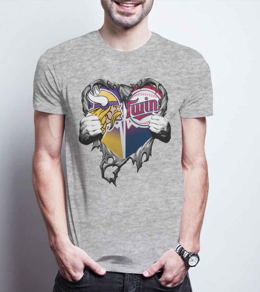 Vikings Twins Heart Logo Fusion T-Shirt