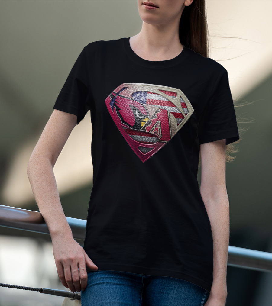 Arizona Cardinals Superman Logo American Flag T-Shirt
