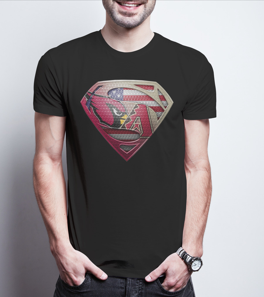 Arizona Cardinals Superman Logo American Flag T-Shirt