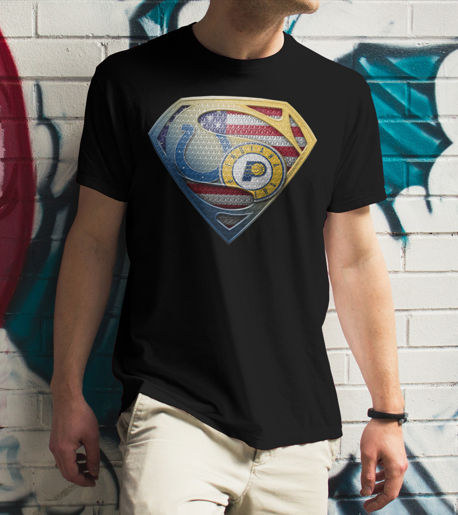 Indianapolis Colts Superman Logo American Flag T-Shirt