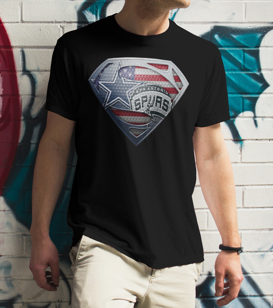 San Antonio Spurs American Flag Superman Shield T-Shirt