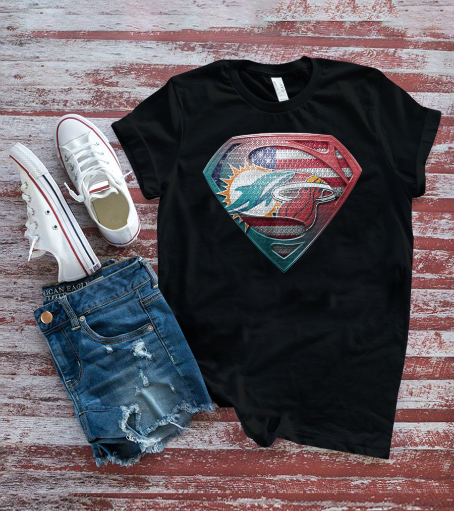 Superman Miami Dolphins American Flag T-Shirt