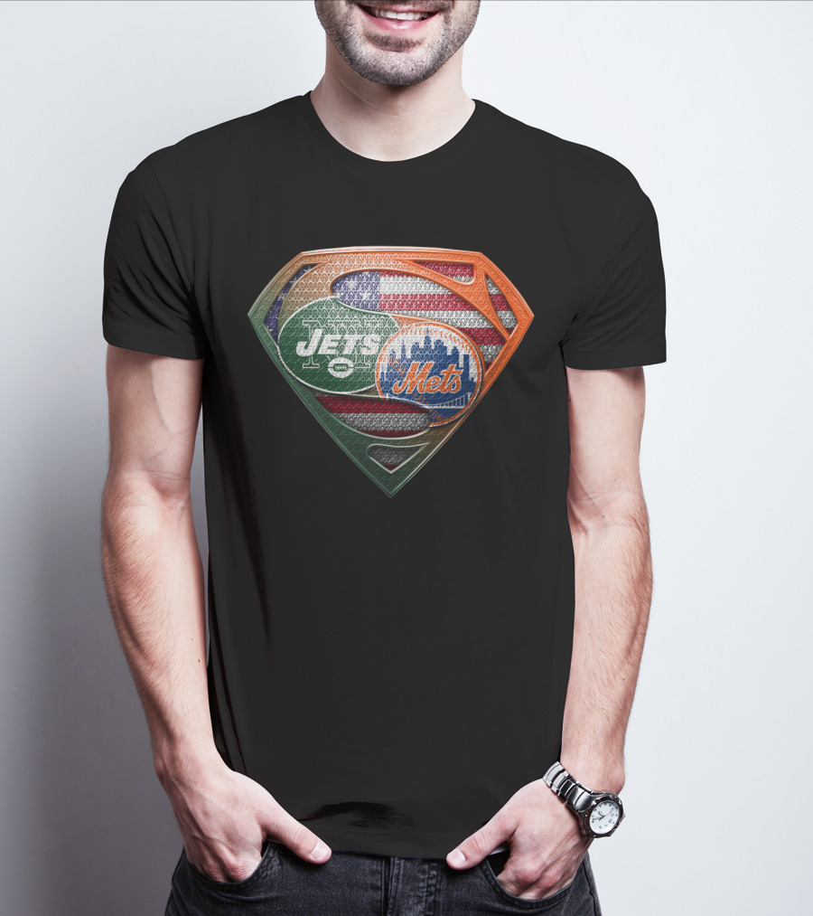American Flag New York Jets Mets Superman Shield Sspus069 T-Shirt