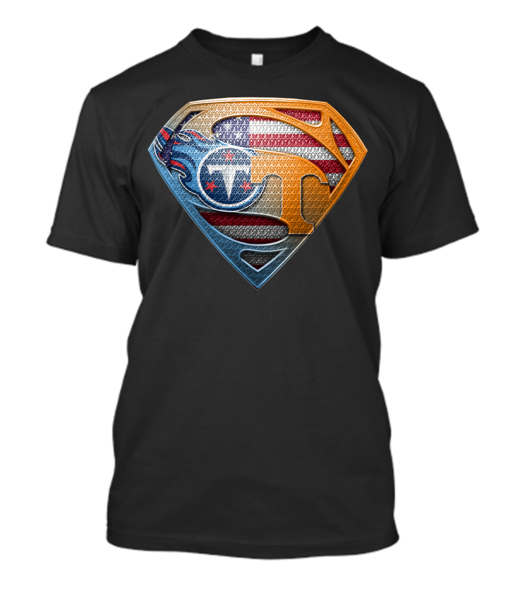 Superman Tennessee Titans American Flag Shield T-Shirt